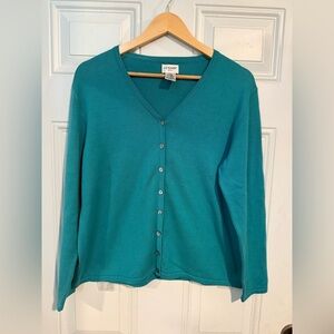 Liz Baker Turquoise Button-Up Sweater